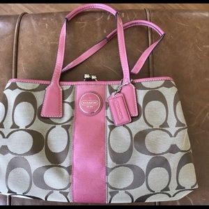 Classic stripe Coach purse.
